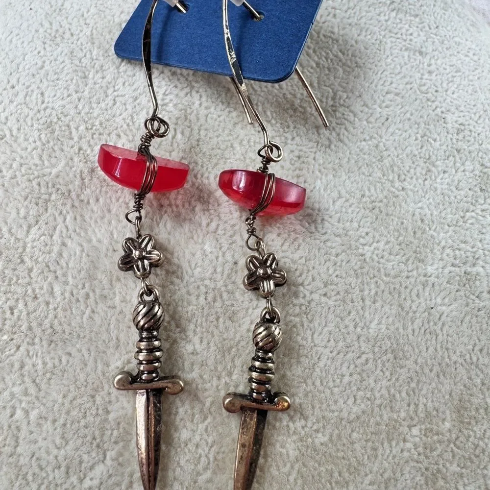 Free People Red Dagger Drop Earrings